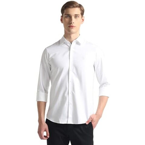 U.S. Polo Assn. Men's Woven Design Regular Fit Shirt (Usshtp0583_White