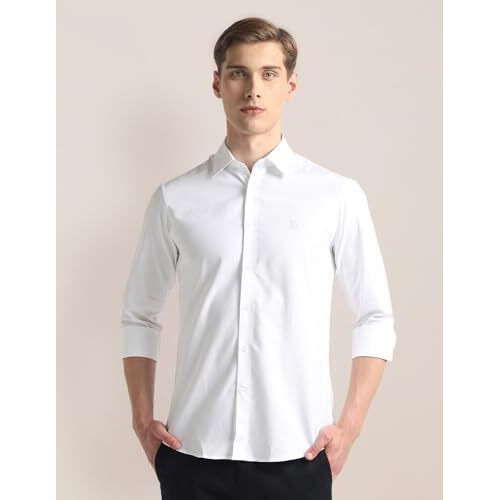 U.S. Polo Assn. Men's Woven Design Regular Fit Shirt (Usshtp0583_White