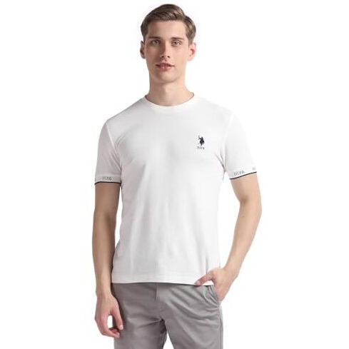 U.S. Polo Assn. Men's Solid Slim Fit T-Shirt (Ustsh1756_White