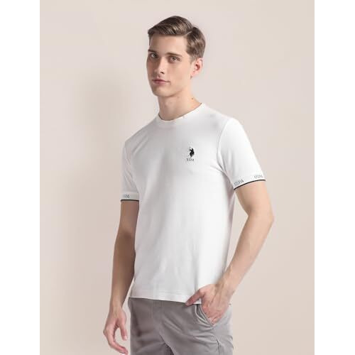 U.S. Polo Assn. Men's Solid Slim Fit T-Shirt (Ustsh1756_White