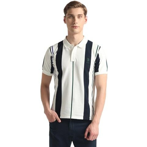 U.S. Polo Assn. Men's Striped Slim Fit Shirt (Ustsh1764_Off-White