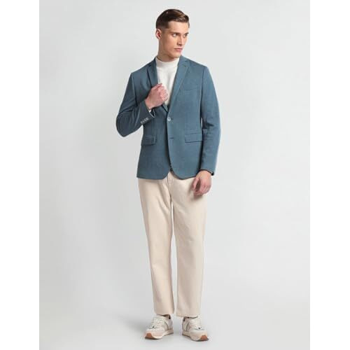 Arrow Men's Heathered Full Sleeve Slim Fit Notch Collar Polyester Formal Blazer