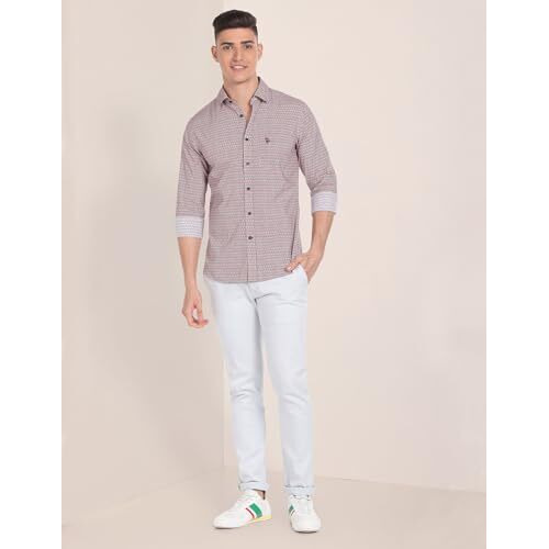 U.S. Polo Assn. Men's Cotton Plaid Regular Fit Shirt (Usshtfx206_Coral And Navy, 40
