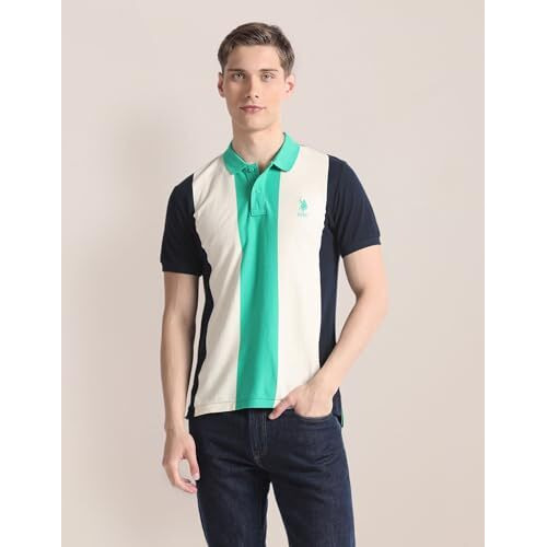 U.S. Polo Assn. Men's Striped Slim Fit Polo Shirt (Ustsh1789_Navy