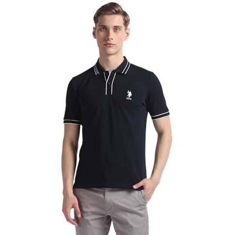 U.S. Polo Assn. Men's Solid Slim Fit Polo Shirt (Ustsh1817_Navy