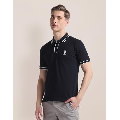 U.S. Polo Assn. Men's Solid Slim Fit Polo Shirt (Ustsh1817_Navy