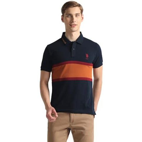U.S. Polo Assn. Men's Colorblock Slim Fit Shirt (Ustsh1859_Navy