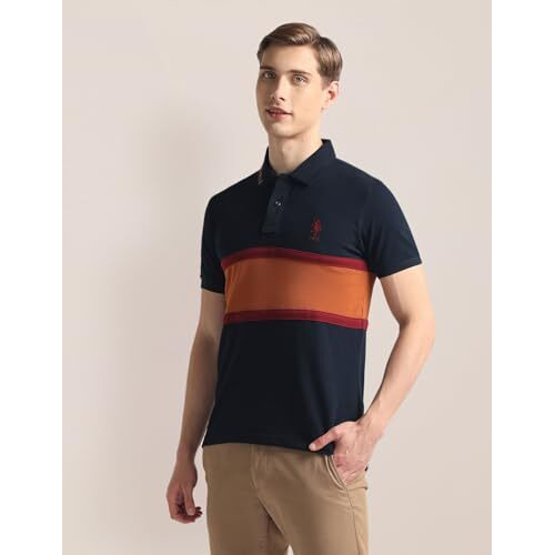 U.S. Polo Assn. Men's Colorblock Slim Fit Shirt (Ustsh1859_Navy