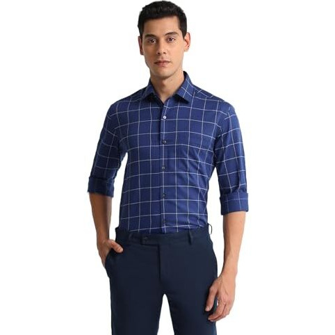 Arrow Men's Cotton Slim Fit Shirt (Araeosh1282_Blue, 40