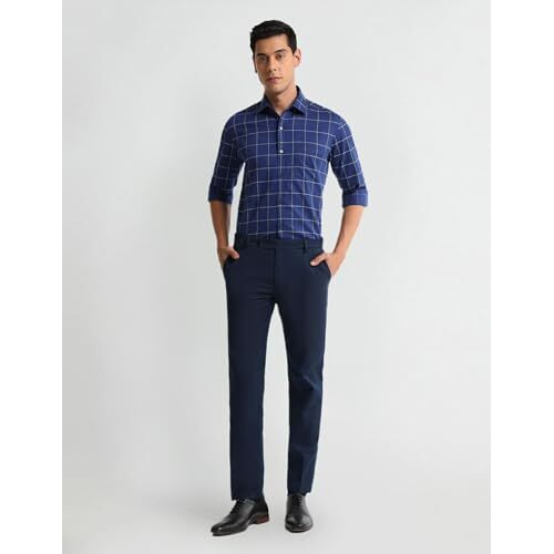 Arrow Men's Cotton Slim Fit Shirt (Araeosh1282_Blue, 40