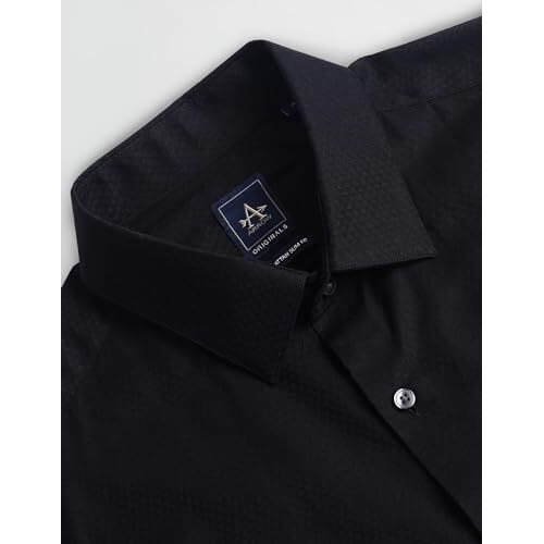 Arrow Men's Structured Full Sleeve Slim Fit Cutaway Collar Cotton Formal Shirt Black