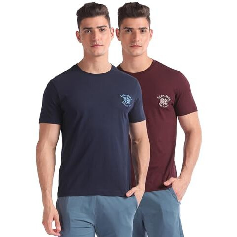 U.S. Polo Assn. Men's Solid Relaxed Fit T-Shirt (Iyal-P2_Maroon-Navy