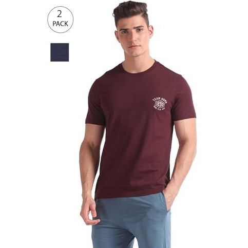 U.S. Polo Assn. Men's Solid Relaxed Fit T-Shirt (Iyal-P2_Maroon-Navy