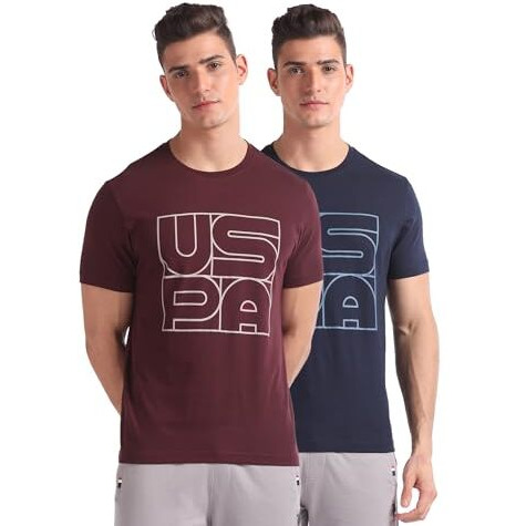 U.S. Polo Assn. Men's Heathered Relaxed Fit T-Shirt (Iyaz-P2_Maroon-Navy