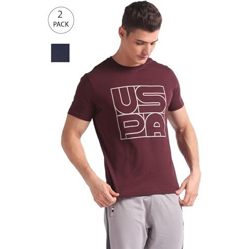 U.S. Polo Assn. Men's Heathered Relaxed Fit T-Shirt (Iyaz-P2_Maroon-Navy
