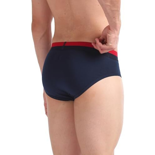 U.S. Polo Assn. Men's Cotton Blend Classic Solid Briefs (Pack Of 2) (Oeb02-P2_Navy Red
