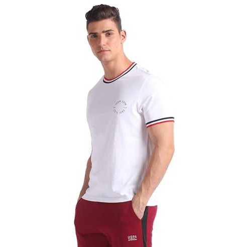 U.S. Polo Assn. Men's Cotton Solid Relaxed Fit T-Shirt (Oee01-P2_Ivory-Navy, Large