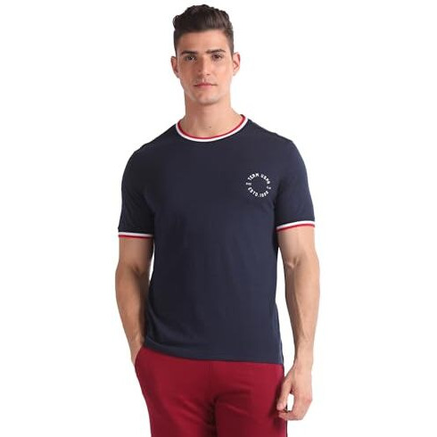 U.S. Polo Assn. Men's Cotton Solid Relaxed Fit T-Shirt (Oee01-P2_Ivory-Navy, Large