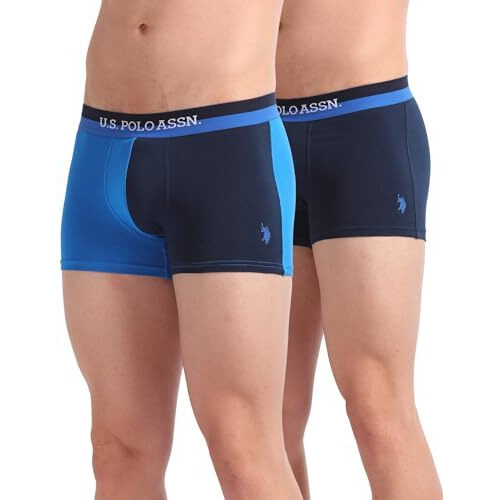 U.S. Polo Assn. Men's Cotton Blend Classic Trunks (Pack Of 2) (Oet02-P2 Blue-Navy
