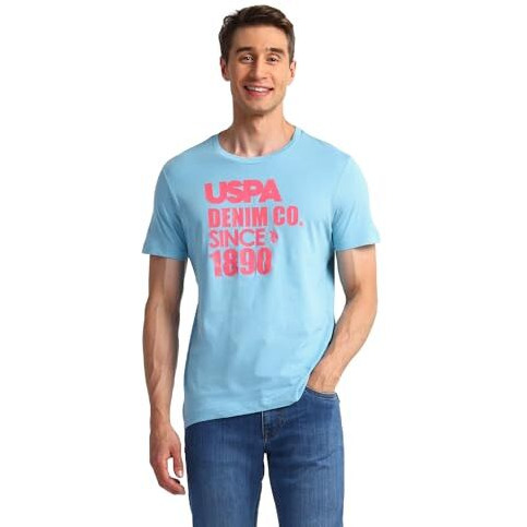 U.S. Polo Assn. Men's Letter Print Regular Fit T-Shirt (Udtshs0867_Lt. Blue