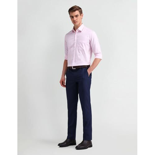 Arrow Men's Self-Design Slim Fit Shirt (Araeosh1514_Lt. Pink