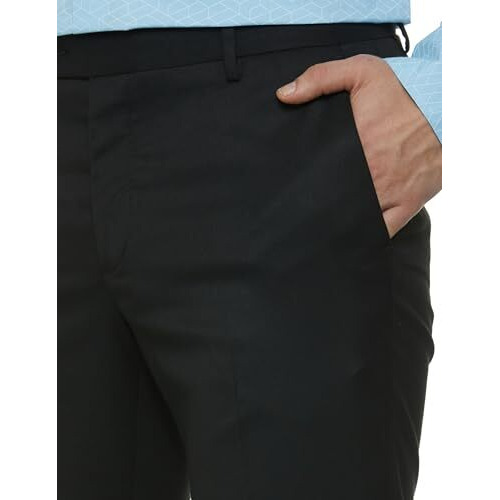 Arrow Men's Solid Tapered Fit Polyester Formal Trouser