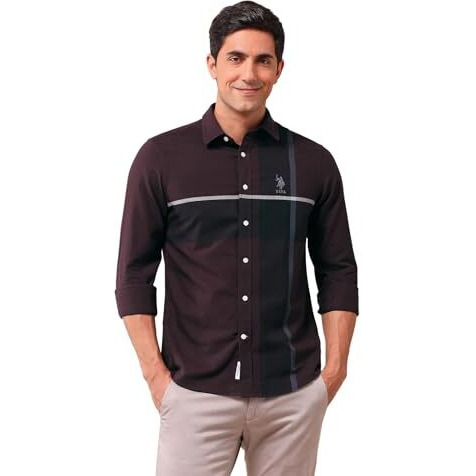 U.S. Polo Assn. Men's Tailored Fit Shirt (Ussht2269_Maroon