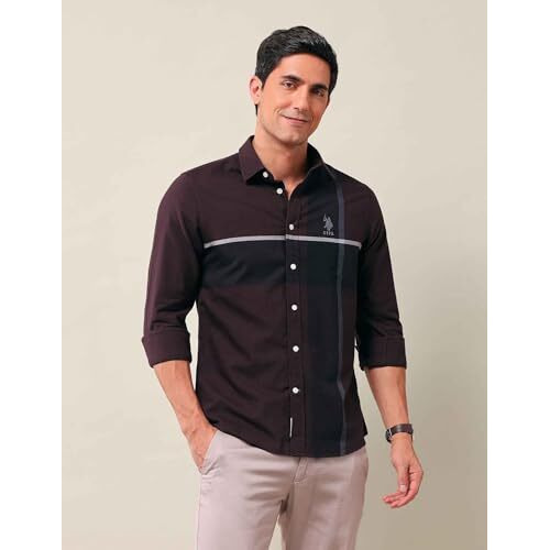 U.S. Polo Assn. Men's Tailored Fit Shirt (Ussht2269_Maroon