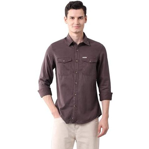 U.S. Polo Assn. Denim Co. Men's Solid Regular Fit Shirt (Udsht1404_Burgundy