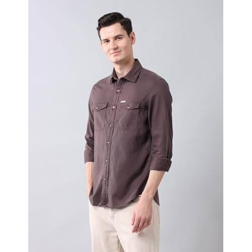 U.S. Polo Assn. Denim Co. Men's Solid Regular Fit Shirt (Udsht1404_Burgundy