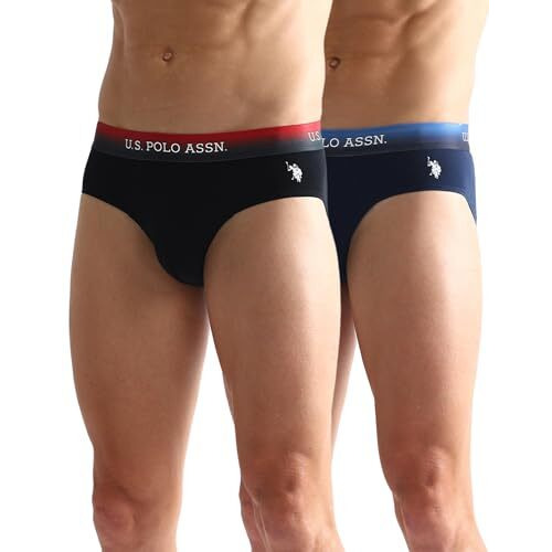 U.S. Polo Assn. Men's Cotton Blend Classic Solid Briefs (Pack Of 2) (Oeb05-P2_Navy-Black