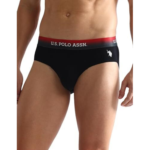 U.S. Polo Assn. Men's Cotton Blend Classic Solid Briefs (Pack Of 2) (Oeb05-P2_Navy-Black