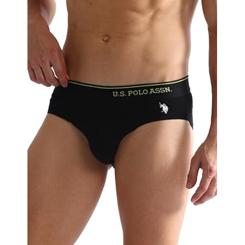 U.S. Polo Assn. Men's Cotton Blend Classic Letter Print Briefs (Pack Of 2) (Oeb08-P2_Aop-Black