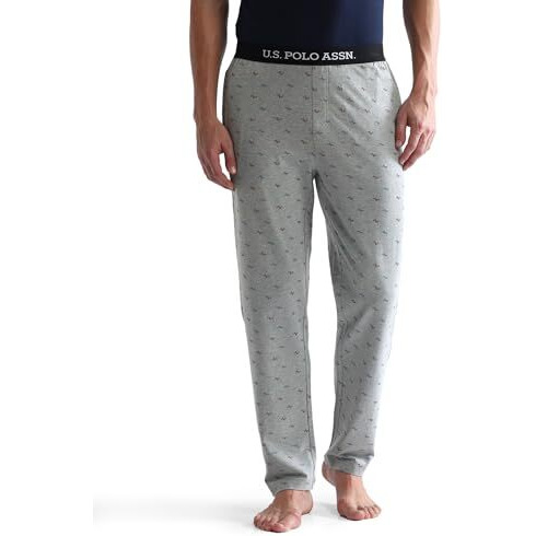 U.S. Polo Assn. Men's Regular Mid Rise Track Pants (Oelp3-Pr_Grey Melange, Large