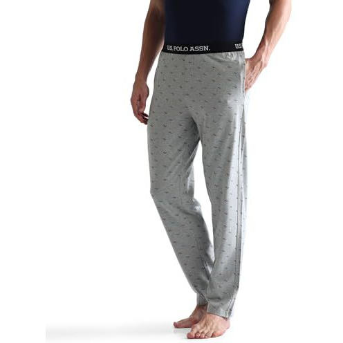 U.S. Polo Assn. Men's Regular Mid Rise Track Pants (Oelp3-Pr_Grey Melange, Large
