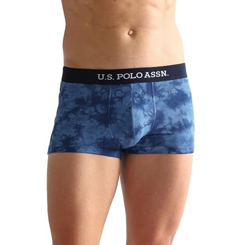 U.S. Polo Assn. Men's Cotton Blend Classic Printed Trunks (Pack Of 1) (Oet03-Pr_Navy
