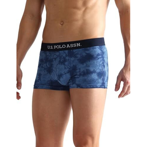U.S. Polo Assn. Men's Cotton Blend Classic Printed Trunks (Pack Of 1) (Oet03-Pr_Navy