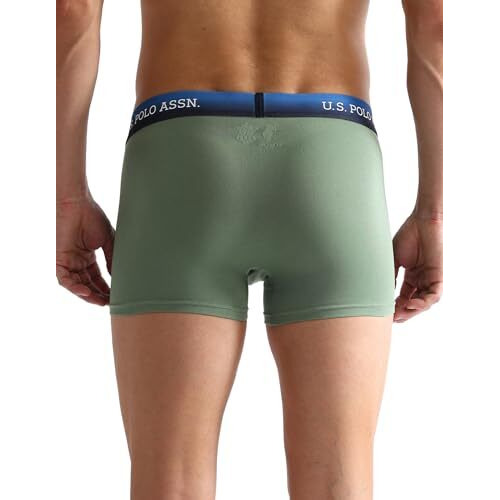U.S. Polo Assn. Men's Cotton Blend Classic Solid Trunks (Pack Of 2) (Oet05-P2_Hedge Green-Navy