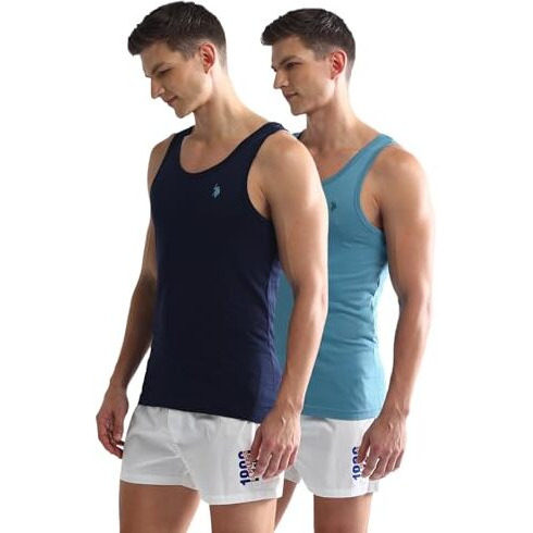 U.S. Polo Assn. Men's Cotton Solid Regular Fit Fashion Vest (Oev03-P2_Adriatic Blue-Navy, Large