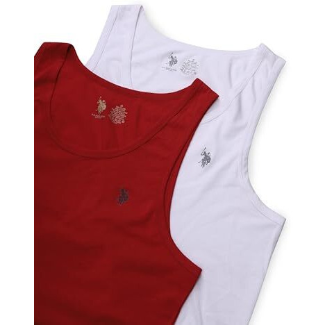 U.S. Polo Assn. Men's Cotton Solid Regular Fit Fashion Vest (Oev03-P2_Red-White, Large