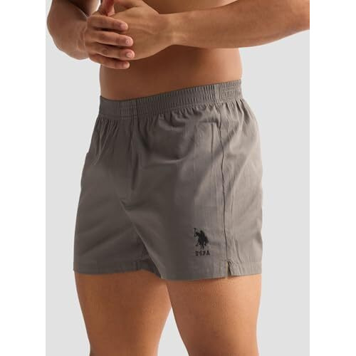 U.S. Polo Assn. Men's Pure Cotton Classic Boxer Shorts (Pack Of 1) (Oex04-Pl_Steel Grey