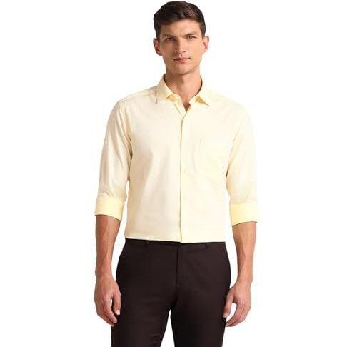 Arrow Men's Geometric Slim Fit Shirt (Araeosh1871_Yellow