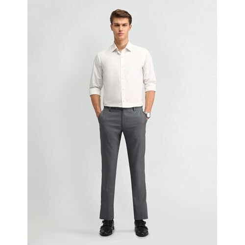 Arrow Men's Tapered Mid Rise Trouser (Araeotr1514_Grey, 32