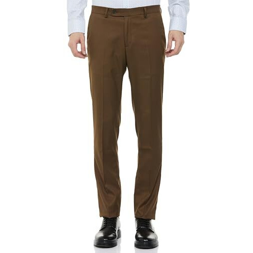 Arrow Men's Structured Tapered Fit Polyester Formal Mid Rise Trouser Beige, 32