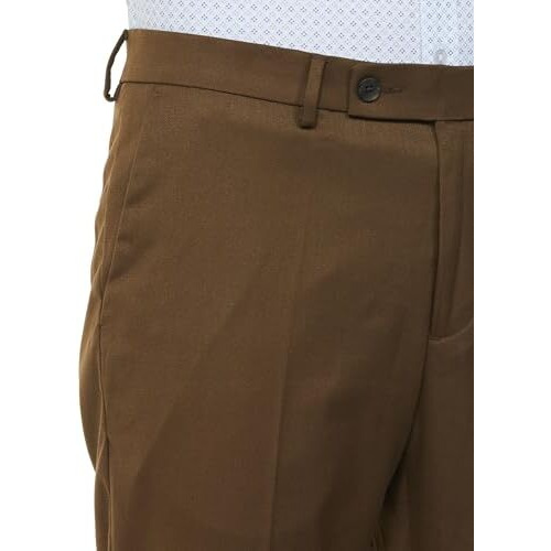 Arrow Men's Structured Tapered Fit Polyester Formal Mid Rise Trouser Beige, 32