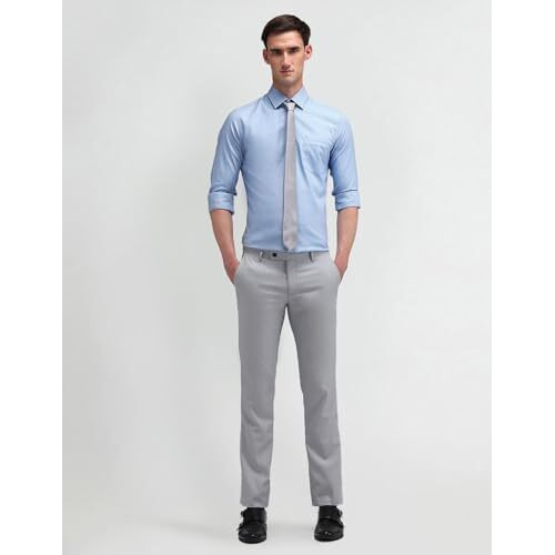 Arrow Men's Solid Slim Fit Dress Shirt (Araeosh1633_Lt. Blue