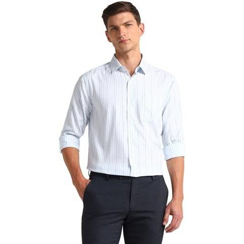 Arrow Men's Striped Slim Fit Shirt (Araeosh1648_Blue