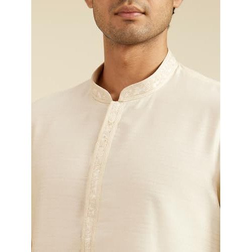 Diwas By Manyavar Men's Viscose Blend Solid Kurta (Cream,Xl)