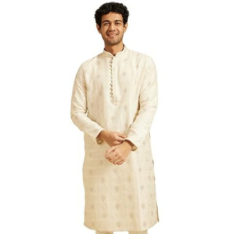 Diwas By Manyavar Men's Brocade | Jacquard Weave Kurta (Cream,M)