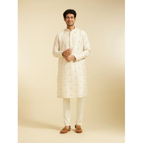 Diwas By Manyavar Men's Brocade | Jacquard Weave Kurta (Cream,M)